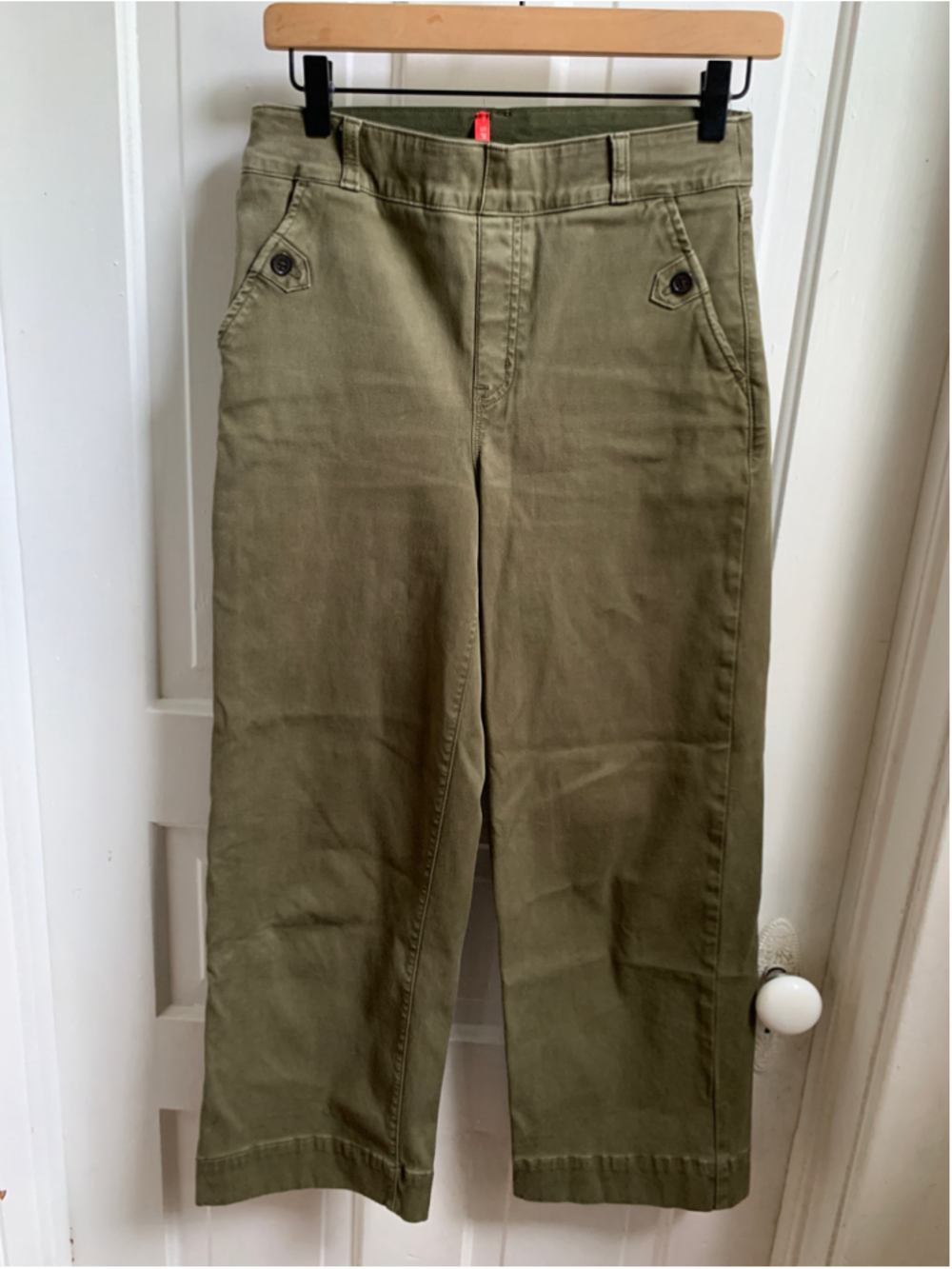 Women's Spanx Wide Leg Cropped Olive Green Trousers Size M